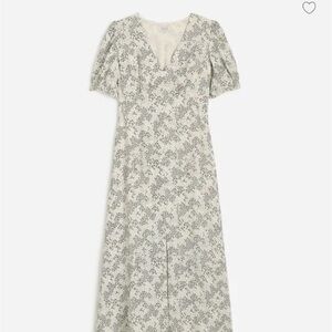 Madewell Cream and Black Floral Midi Dress